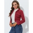 thumbnail image 2 of INSPIRE CHIC Women's Casual Faux Suede Notched Collar Button Up Cropped Jacket with Pockets Red M, 2 of 5