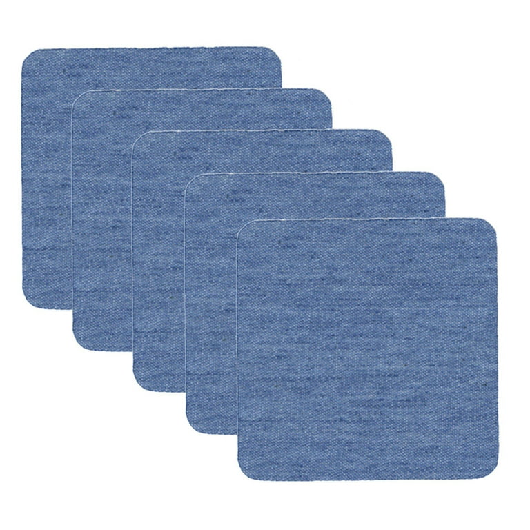 Wendunide Jean Patches for Ripped Jeans, 2.75 inch Denim Iron on Jean Patches Inside & Outside Strongest Glue Assorted Shades of Blue Repair