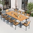 thumbnail image 6 of Crestlive Products 95" Patio Outdoor Dining Table for 8-10, Sturdy Aluminum Frame Wood-Grain Top with Umbrella Hole, Brown, 6 of 7