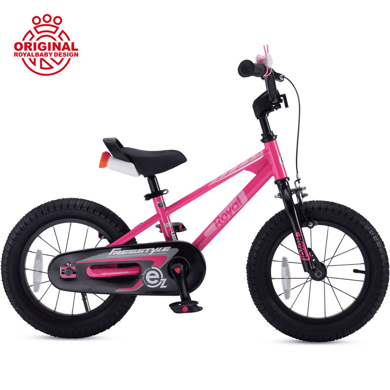 RoyalBaby EZ Kids Bike Easy Learn Balancing to Biking 14 Inch Balance Pedal Bicycle Instant Assembly for Boys Girls Ages 3 5 Years Pink Walmart