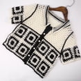 thumbnail image 3 of Yokua Hollow out Knit Tank Top Women Vintage Sweet Crochet Short Sleeve T Shirt, 3 of 20