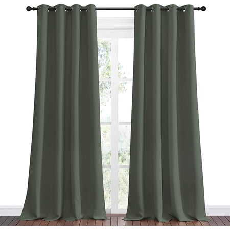 FUGee-Dark Mallard Blackout Draperies Curtains 55 inches Wide by 120 inches Long Pair of Grommet Top Thermal Insulated Blackout Decorative Curtains for Thanksgiving Day & Christmas Decor