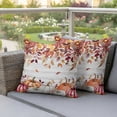 thumbnail image 3 of Outdoor Pillow Covers 20x20 Set of 2, Thanksgiving Waterproof Patio Throw Pillow Covers for Couch Sofa Chair, Fall White Orange Pumpkin Leaves Wooden Decorative Pillowcases for Throw Pillows, 3 of 9
