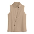 thumbnail image 5 of Xdegoge Sleeveless Cotton Linen Blouses for Women Mandarin Collar Asymmetrical Side Button Tops Casual Summer Tank Tops Lightweight Breathable Shells for Office Work, 5 of 7
