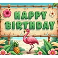 thumbnail image 3 of Yatrandify Tropical Design Birthday Banner Colorful Decoration Party Backdrop Floral Elements Flamingo Background for Birthday Celebration Kids Event Indoor Party, 3 of 7