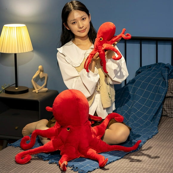 Octopus Plush Toy Realistic Red Giant Stuffed Animal Soft Octopus Creeping Toy Deep Sea Theme Plushies for All Ages