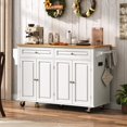 thumbnail image 4 of ChVans 59" W Kitchen Island with Drop Leaf, Rolling Kitchen Cart with Storage on Wheels, Large Island Table for Kitchen with Rubber Wood Top and Rack and Drawer, 4 of 9