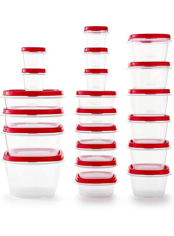 Rubbermaid - 2063704 Rubbermaid Easy Find Vented Lids Food Storage Containers, Set of 21 (42 Pieces Total), Racer Red