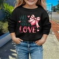 thumbnail image 2 of Toddler Sweatshirt Girl 5t Crewneck Long Sleeve Hooded Sweatshirt Letter Print Comfy Summer Tops To Big Kid Sizes Black,6-7 Years, 2 of 4