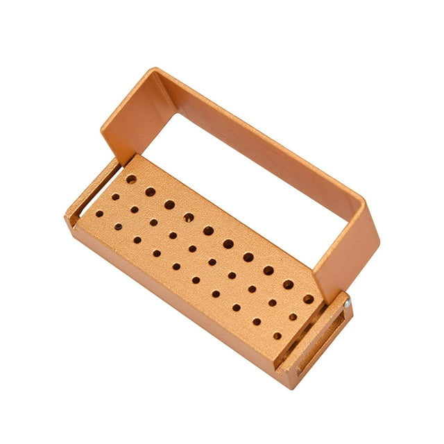 Caja de apertura esterilizable en Autoclave de aluminio con soporte para fresas de 30 agujeros reutilizable con apertura Oro