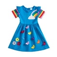 thumbnail image 2 of YTDSCS Kids Toddlers Short Sleeve Dresses for Girls,3-8Y Baby Flower Dress Butterfly Soft A line Twirly Skater Casual Stylish Rainbow Summer Sleeves Skirt, 2 of 8