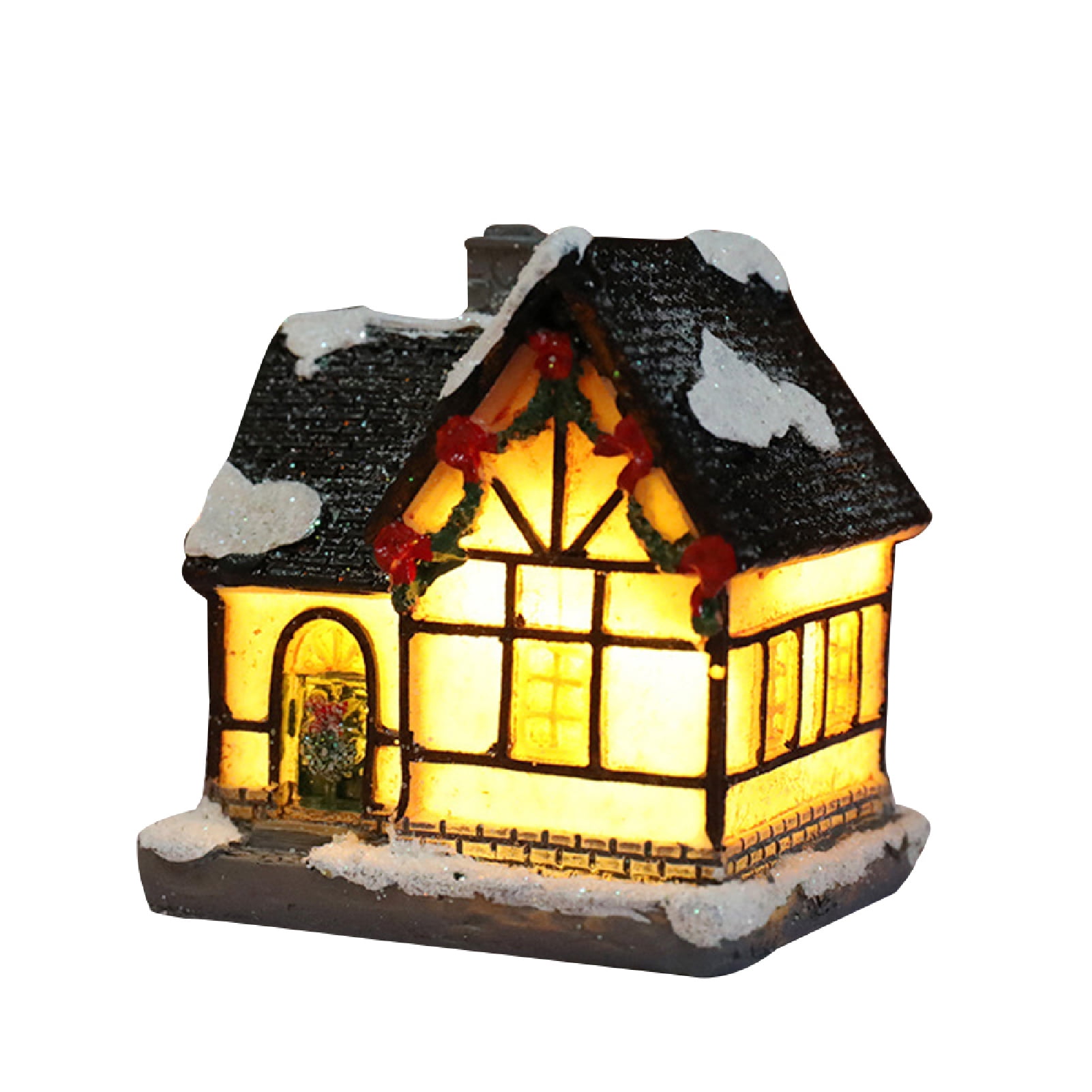 Christmas New Arrival Resin Led Lighted Little Houses Whirligig