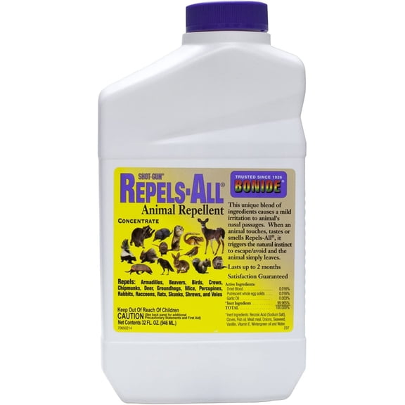 Bonide Repels-All Liquid Concentrate Repellent - Outdoor Use, Garlic Scent - 32 oz