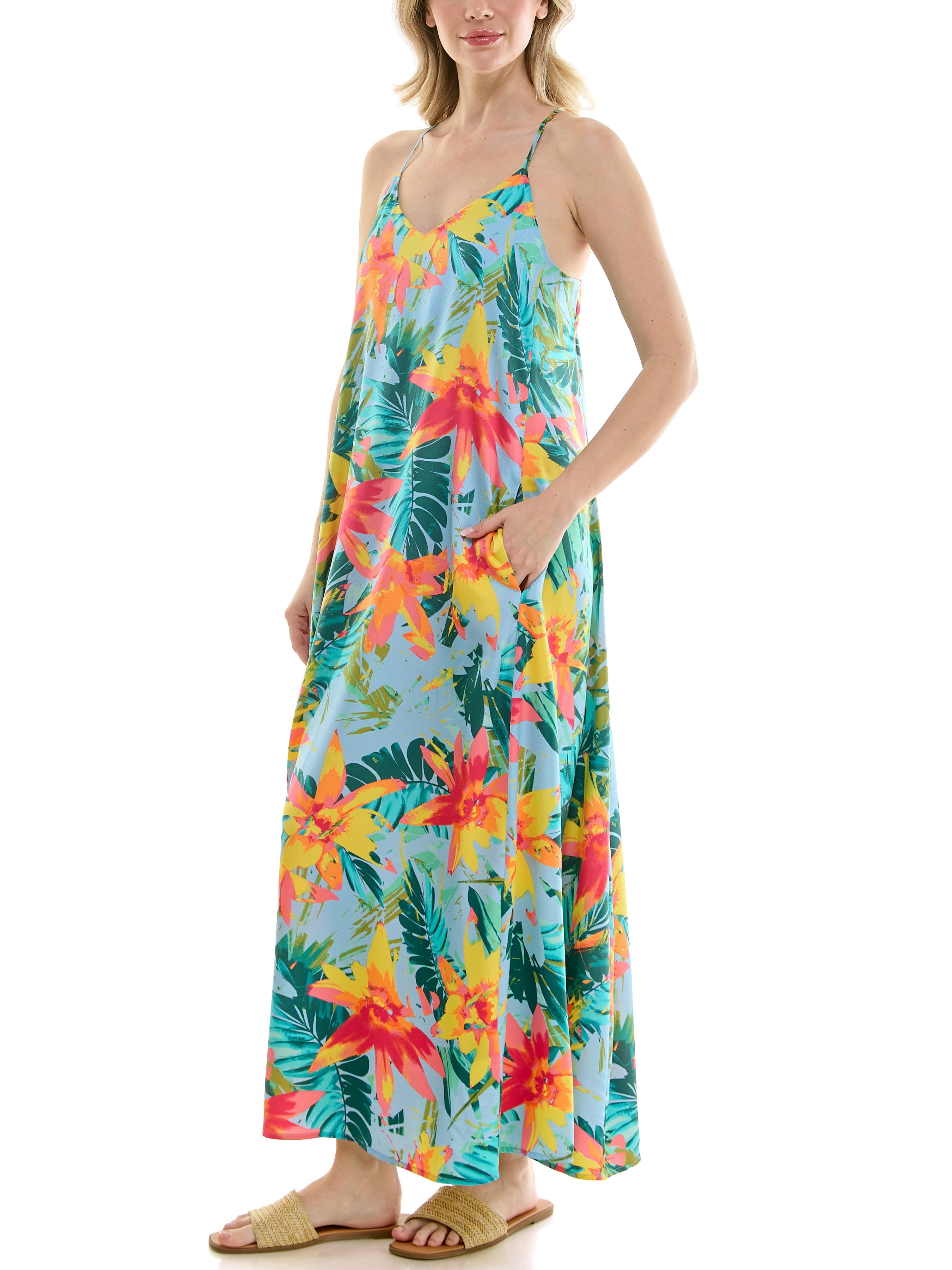 Nicole Miller Women's Maxi Slip Dress With Built In Bra, Sizes S-XL
