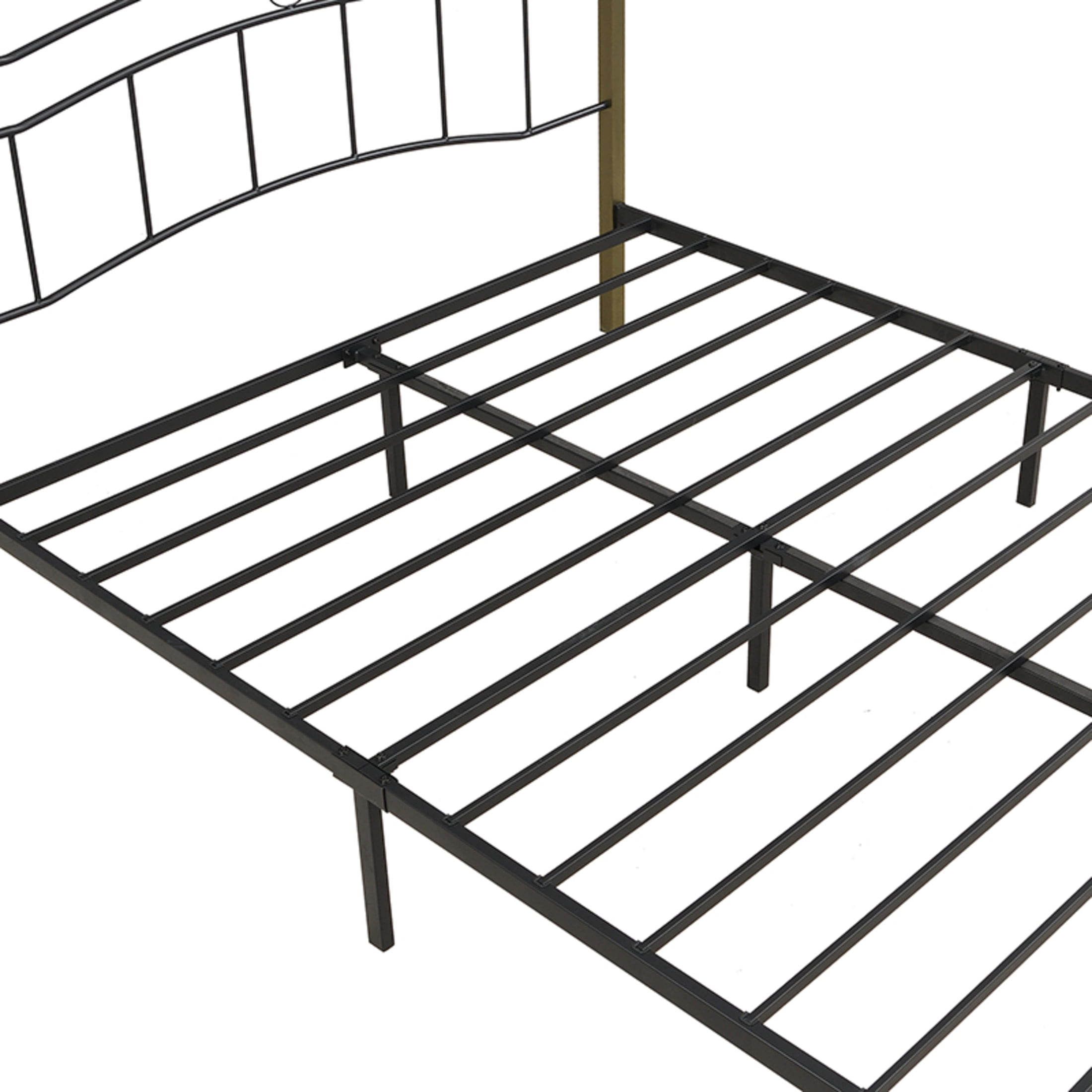 Christopher Knight Home Contemporary Queen Size Metal Bed Frame with Wavy Headboard and Footboard, Black+Gold