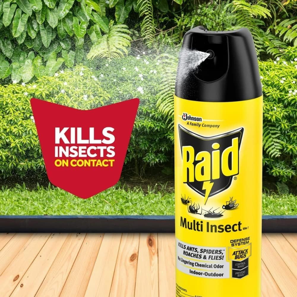 Raid Multi Insect Killer Spray - Kills Ants, Roaches, Spiders, Flies - 15 Oz, Pack of 4