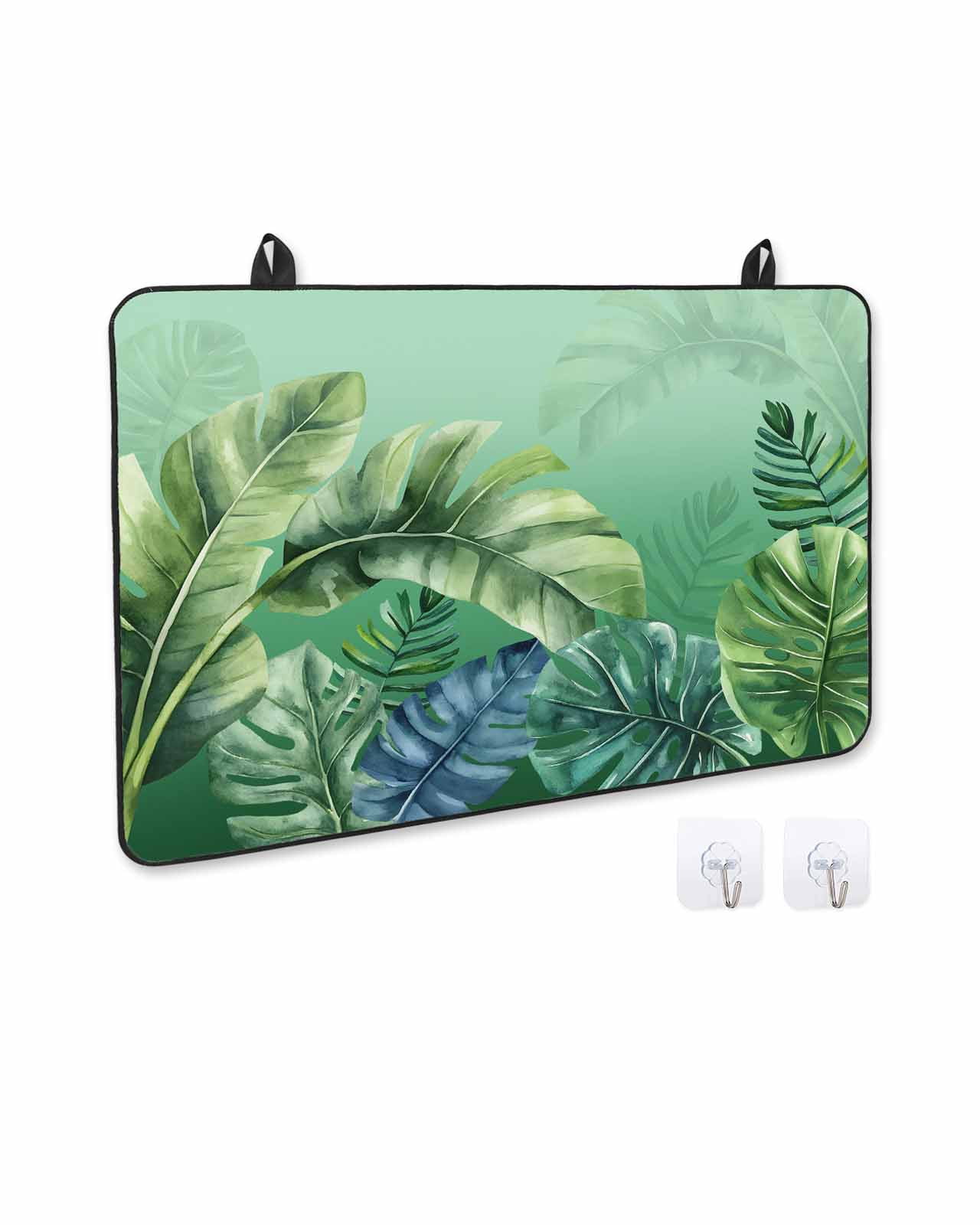 nqOlkjepod Large Induction Cooktop Protector Mat 24"x21", Tropical Leaves Stove Top Covers for Electric Stove, Country Summer Botanical Green Plants Stove Burner Cover Mats, Glass Top Stove Cover