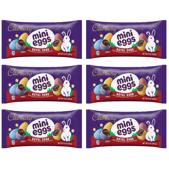 Cadbury Royal Dark Mini Eggs Easter Candy 6 Pack, 9 oz Bags