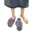 thumbnail image 2 of SAYOO Women Fluffy Slippers Cross Hollow-Out Open-Toe Pantofle for Ladies, 2 of 7