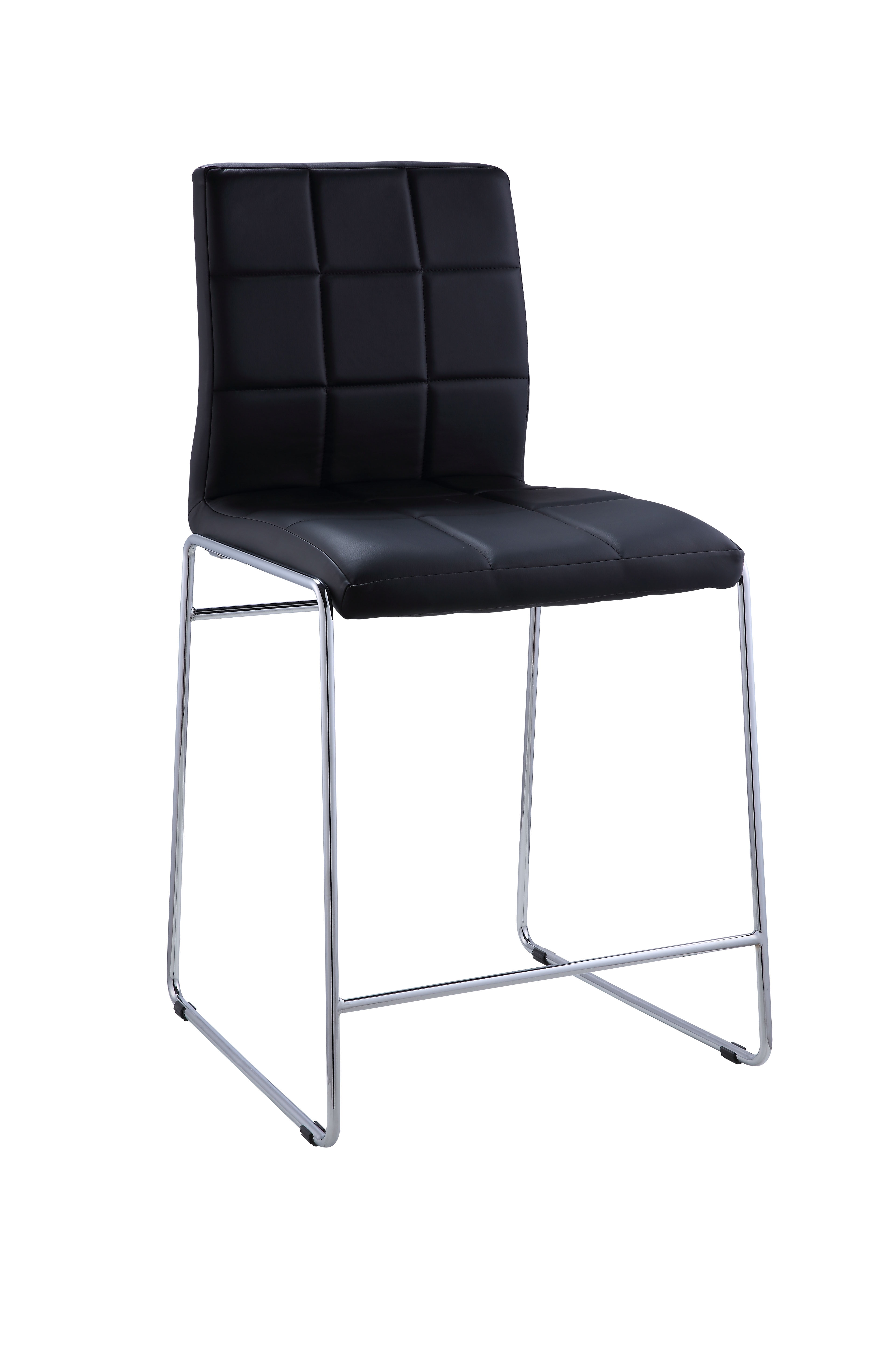 ACME Gregor 24" Black Faux Leather Counter Height Chair, Set of 2