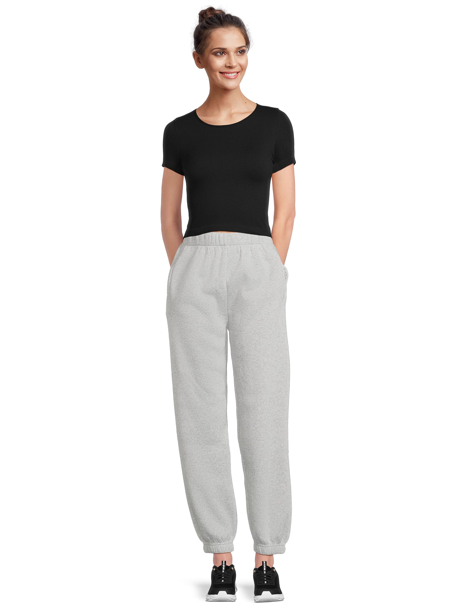 No Boundaries Pull On Fleece Joggers, 28" Inseam, Wlomen's and Women's Plus