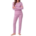 thumbnail image 2 of MOSHU Womens Pajama Sets Two Piece Thermal Underwear for Women Crew Neck Long Sleeve Tops and Leggings Lounge Sets, 2 of 12