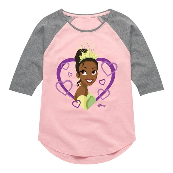 Disney Princess - Tiana Hearts - Valentine's Day - Boys and Girls Youth Girls Raglan Graphic T-Shirt