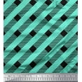 thumbnail image 1 of Soimoi Toile de Coton Vert à Rayures Diagonales par Yard 56 Pouces de Large, 1 of 5