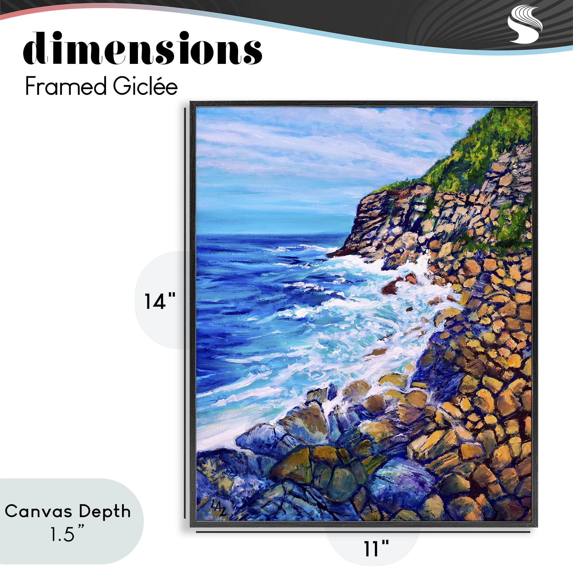 Stupell Industries Cliffside Ocean Spray Black Framed Giclee Art, design by Lee Ann Zirbes