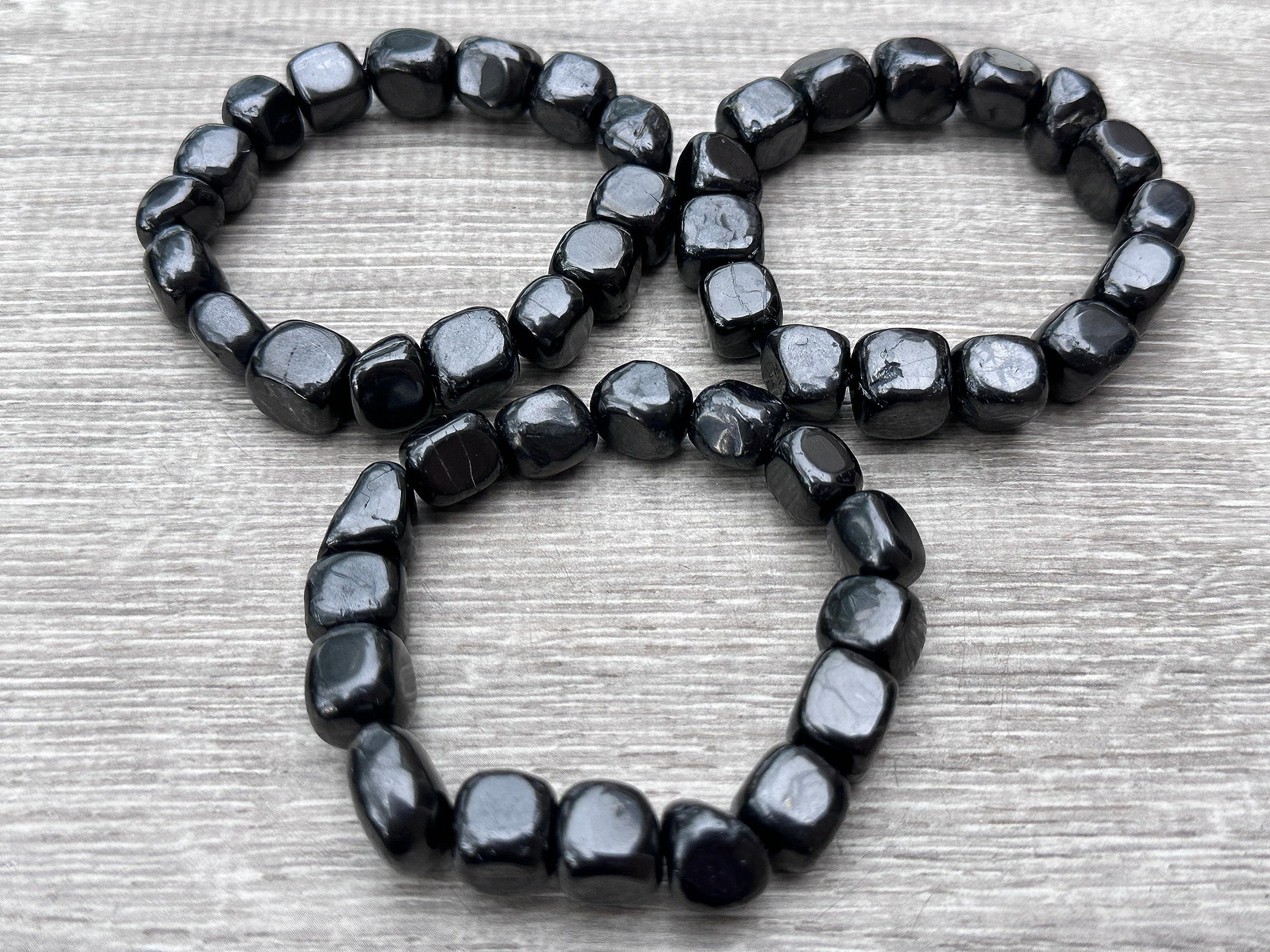 Shungite Crystal Nugget Bracelet, Wholesale Genuine Shungite Tumbled Gemstone Bracelet, Gift for Men & Women (5)