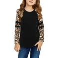 thumbnail image 2 of Girls T Shirts Toddler Kids Girls Spring Crewneck Leopard Prints Basic Long Sleeve T Shirt Tops Blouse Baby Boy Summer Clothes Black 3 Years-4 Years, 2 of 4