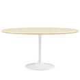 thumbnail image 2 of Modway Lippa 60" Oval Modern Wood Dining Table in White and Brown, 2 of 9
