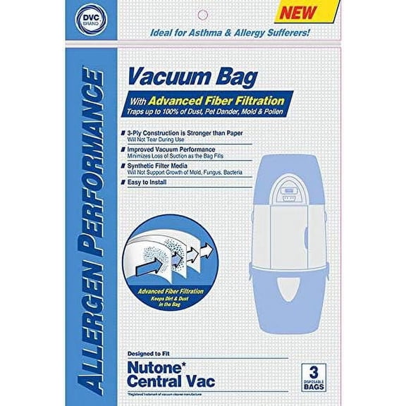 NuTone 391 HEPA Cloth Central Vacuum Bags, 6 Pack