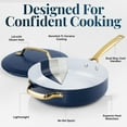 thumbnail image 3 of Gotham Steel Modern 12 Inch Ceramic Frying Pan Non Stick with Lid, 4 Quart Large Jumbo Cooker with Helper Handle, Saute Pan Nonstick Skillet, Nonstick Deep Frying Pan with Lid, Navy, 3 of 8
