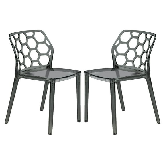 Modern Dynamic Dining Chair, Set of 2 - Transparent Black
