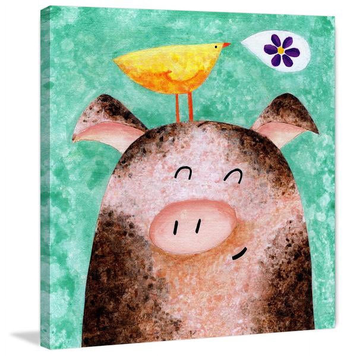 "Pigs Posy Peep" Painting Print on Wrapped Canvas