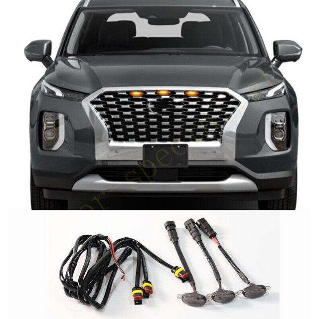 Grille avant 3* avec Lumière LED Style Raptor pour Hyundai Palisade 2016-2023
