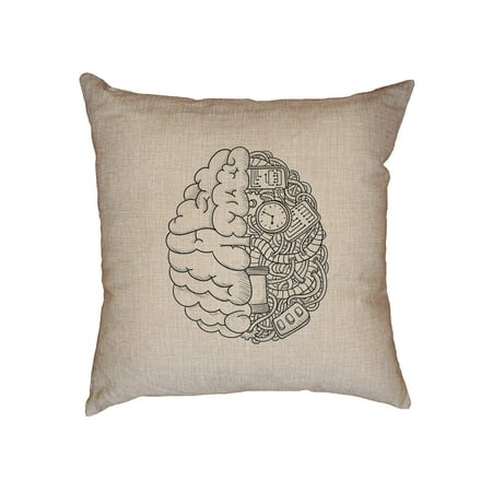 Mechanical Hybrid Human Brain Graphic Decorative Linen Throw Cushion Pillow Case with