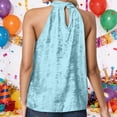 thumbnail image 4 of DHFJKG Womens Summer Sleeveless Tank Top Metallic Halter High Neck Loose Fit Blouse Daily Wear Solid Color Soft Versatile Tops, 4 of 8