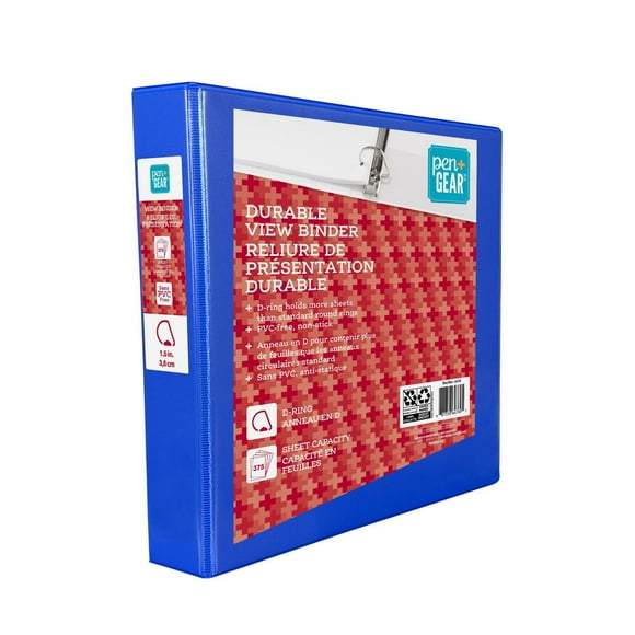 Pen + Gear 1.5" Durable View Binder, Slant D-Ring, BLUE