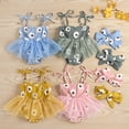thumbnail image 4 of Douhoow Baby Girls Lace-Up Suspender Romper Fresh Daisy Printing Mesh Yarn Jumpsuit with Headband, 4 of 9