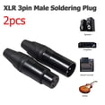 thumbnail image 1 of 1 Pair XLR 3Pin Male Female DIY Audio Cable Connectors Solder Plug (Black), 1 of 9