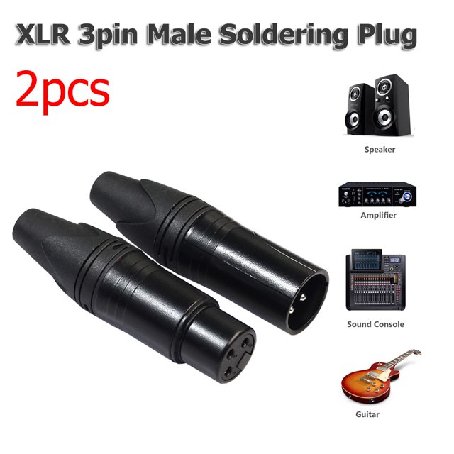 1 Pair XLR 3Pin Male Female DIY Audio Cable Connectors Solder Plug (Black)