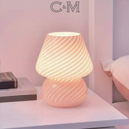 

Glass Mushroom Lamp Minimalist NightLight Gift For Kids Nordic Desk Decor Mid Century Modern Bedside Mood Lamp Stained Glass Lamp