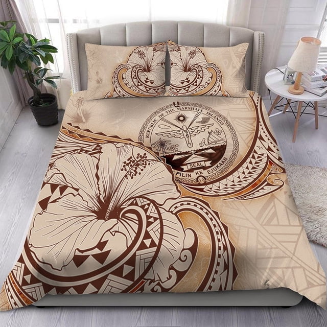 Juego de cama Islas Marshall - Hibiscus Flower Vintage Style