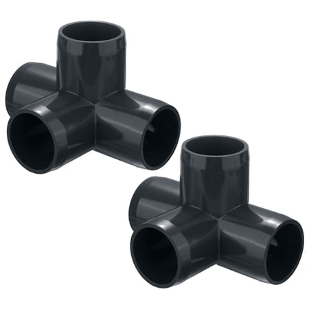 Uxcell 2-Pack 1 Inch 4 Way PVC Fitting Elbow Sch40 4 Way Elbow Connector for Building FurnitureGreenhouse/Shed [Dark Gray]