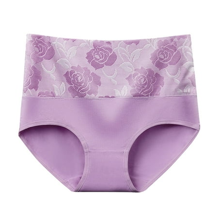 Fadeal Womens Underwear High Waist Leak Proof Panties Leak Proof Underwear for Women Briefs Plus Size High Waisted Underwear Purple2 2XL