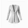 thumbnail image 4 of vdgthytj Blazer for Women Long Sleeve Open Front Button Cardigan Slim Fitted Ruffle Business Casual Work Corduroy Long Outwear(Large,Gray), 4 of 6