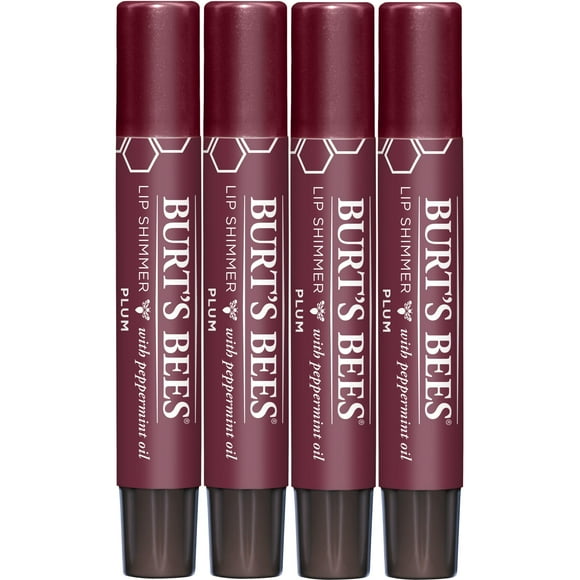 Bálsamo labial Burt's Bees Shimmer Plum en barra, paquete de 4