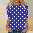 thumbnail image 5 of Womens Short Sleeve Shirts, Summer Tops for Women Fashion Loose Fit Dots Printed Crewneck Tees T-Shirts S-3XL, 5 of 5